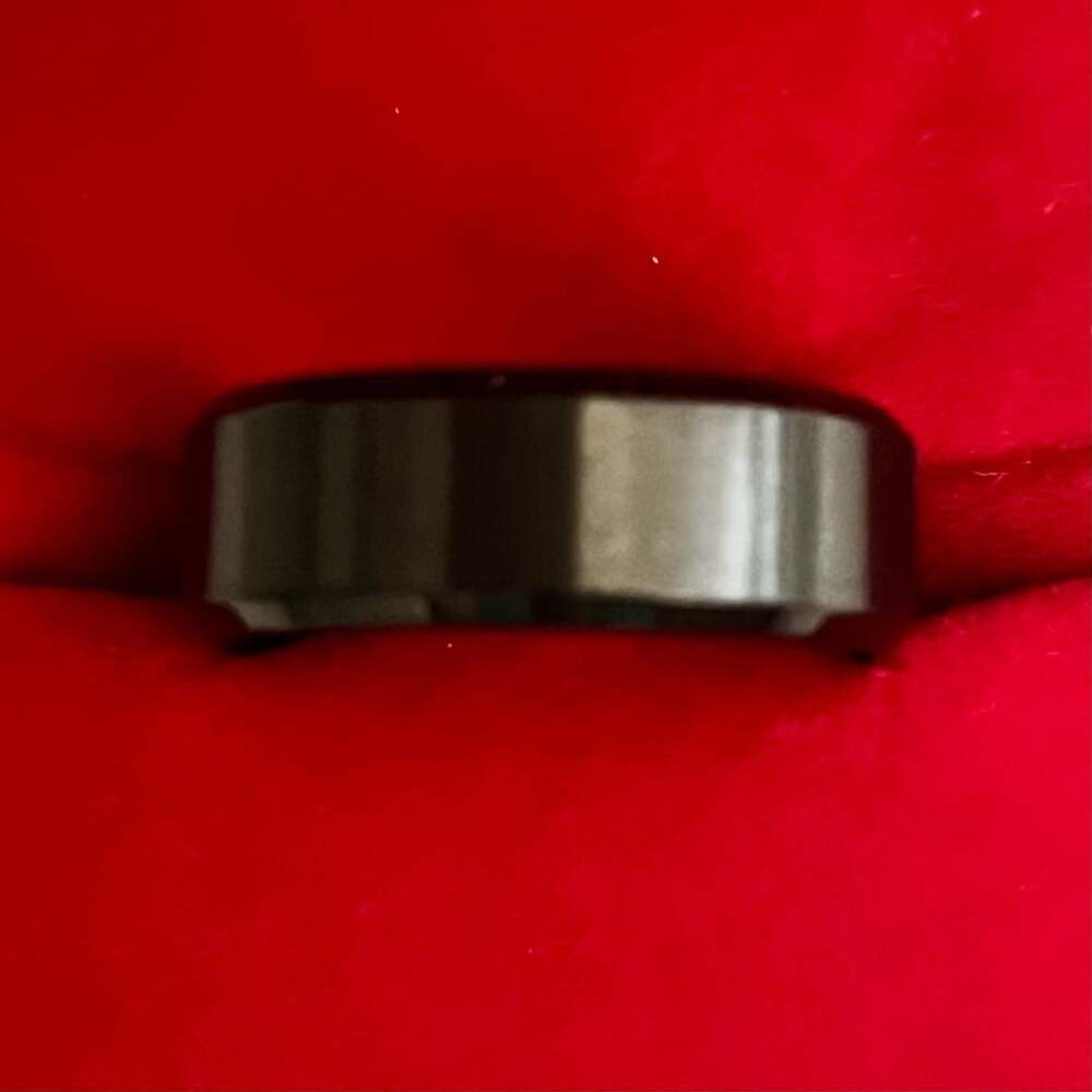 Black Tungsten Carbide Brushed Beveled Edge 6mm Band Size 11